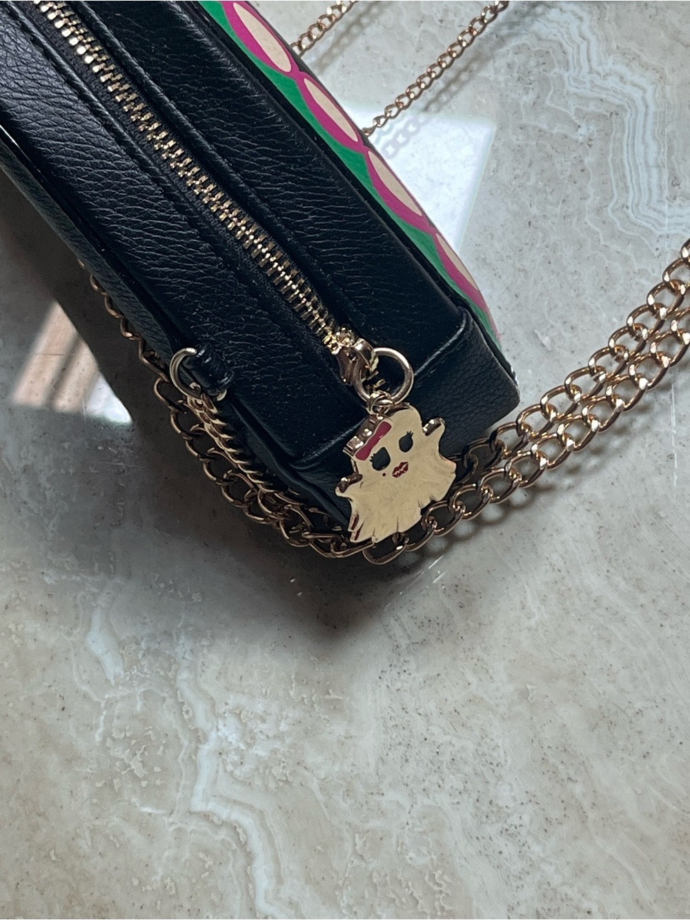 Betsey Johnson BETSEYVILLE Flamingo Sugerskull Crossbody glow in the dark! - Picture 3 of 10